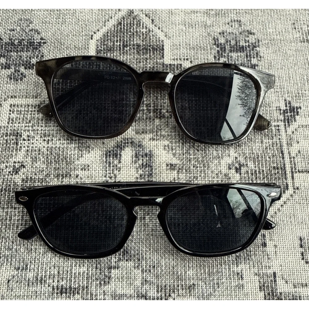 Set Of 2 +1.60  Reading Sunglasses Set Includes 2 Pairs - Black & Tortoise Shell